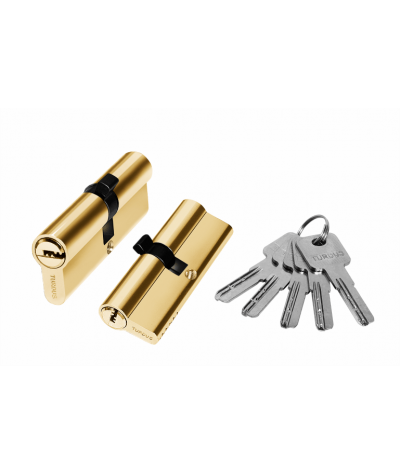 Цилиндр алюминий 90мм (ключ-ключ), 5 ключей - Золото